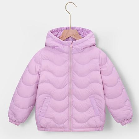 Flickor Full Zip Down Jackor Med Fickor Hood Neck Ytterkläder
