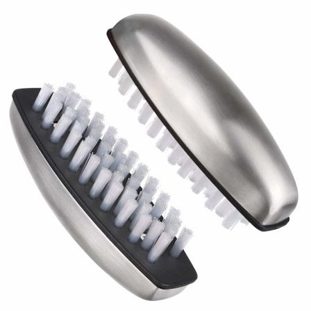 2 stk. rengøringsbørster til negle, neglebørster i rustfrit stål til rengøring af tæer, neglebørster til fodpleje