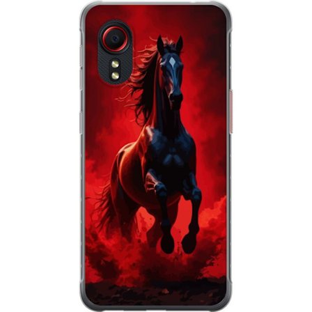 Kompatibelt Mobilskal till Samsung Samsung Galaxy Xcover 5 Kraftfull svart häst i röda moln och damm, dramatisk belysning, intensiv rörelse och mys