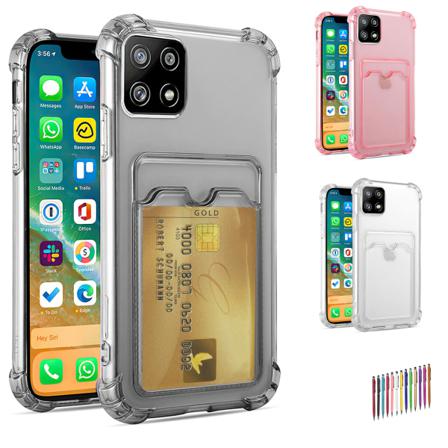 Samsung Galaxy A22 5G - Beskyttende kortholder, transparent Rosa