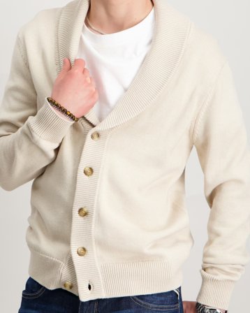 RYVLS Connor Knitted Cardigan Beige Genser Gutt - Kids Brand Store