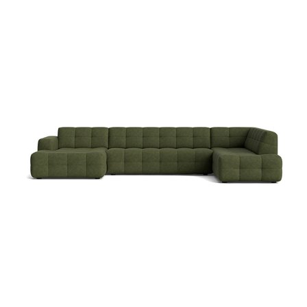 Paris U-Form Sofa, links, Aragon Grün, modernes Design mit Steppung, komfortable Polsterung für das Wohnzimmer, großzügige Wohnlandschaft 77cm