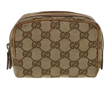 Gucci Vintage, Pre-owned Canvas pouches Bruin, Dames, Maat:ONE Size,leer