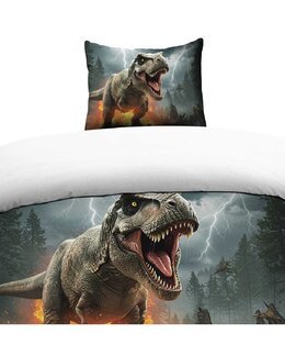 Sengetøj med digitalprintet dinosaurmotiv 2-delt Multi