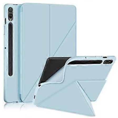 Origami Stativveske Kompatibel med Samsung Galaxy Tab S9+ SM-X810 (Wi-Fi), SM-X816B (5G Global), SM-X818U (5G US) PU Lær Smart (Azure)