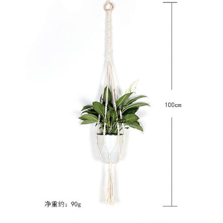 Handvävd hängande korg för krukväxter, nätpåse