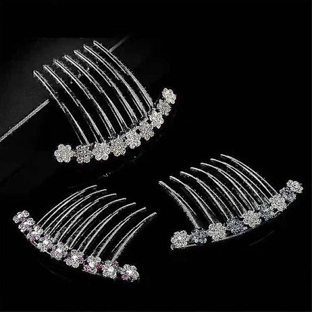 Rhinestone hårkam, plastik tænder hår side kamme skridsikre behagelige hårklemmer pins klo rhinestone hår tilbehør