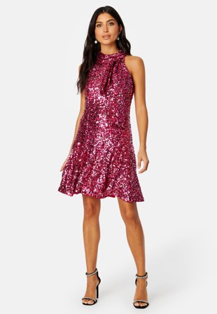 FOREVER NEW Dominique Hi-Neck Bow Mini Pink Klær