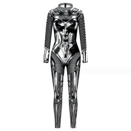 Halloween-kostyme for kvinner 3d mekanisk robot skjeletttrykk Cosplay Jumpsuit Romper Catsuit