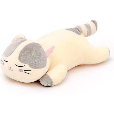 Koselig plysj pute katt klem leke myk stressavlastning utstoppede puter grå 45cm Hy