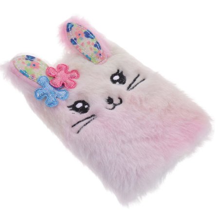 Kanin Dagbok för Flickor Plysch Plysch Mini Fickanteckningsbok Fluffig Skrivbok Journal Reseanteckningsblock Tecknad Cover Anteckningsbok