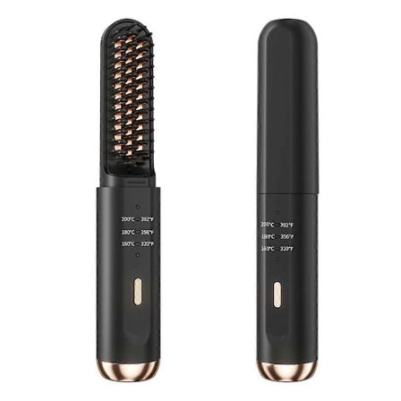 Trådløs skæg- og hårglattebørste, mini & anti-skoldning & automatisk slukning, bærbar til rejser, unik gave til ham_Super gave