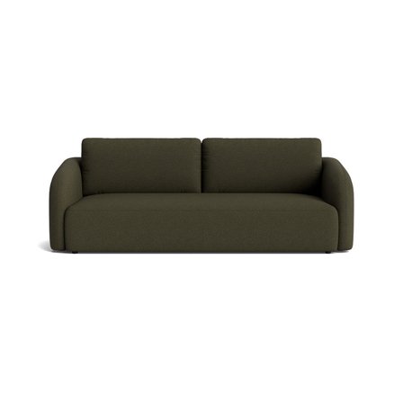 Savona 3-Sitzer-Schlafsofa mit Stauraum, Loop Grün, moderner Stil, bequeme Schlaffunktion, integrierter Bettkasten, weiche Polsterung, 90cm