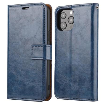 Plånboksfodral 2i1 Magnet Crazy Horse Pu Läder Iphone 13 - Blå Blå