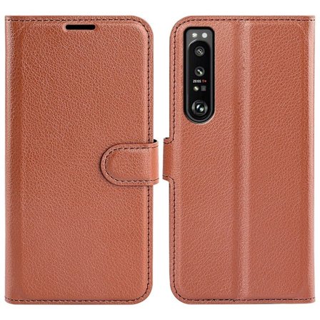 Klassisk Sony Xperia 1 IV flip etui - Brun