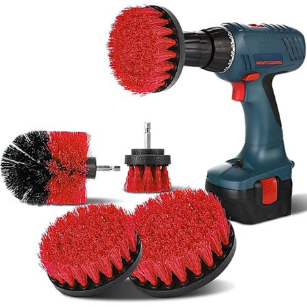 4 stk. børster for borrengjøring, 2''/3.5''/4''/5'' roterende rengjøringsbørste for elektrisk bor Medium