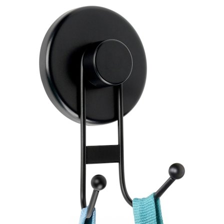 Krog metal bøjle sort med sugekop dobbelt 6,5x5,5x10 cm