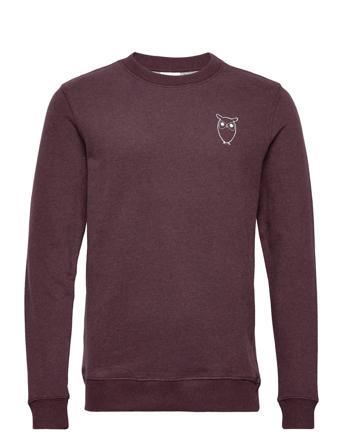 Elm Small Print Owl Sweat - Gots/Ve Red Knowledge Cotton Apparel