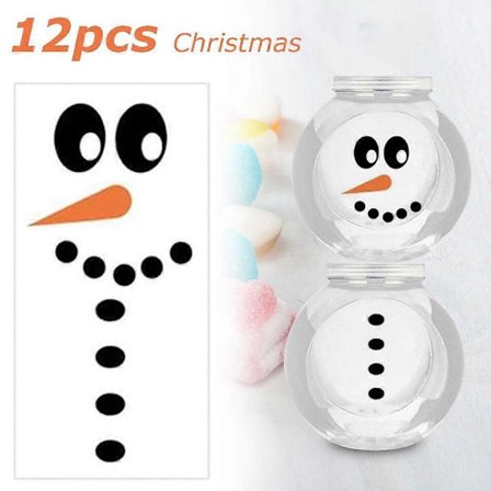 12 stk. Kreative Snemand Klistermærker Materiale af høj kvalitet Julebordsgaver