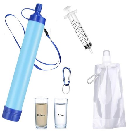 Portable Water Filter with Carbon Filter - Essential Water Purifier for Camping, Hiking, Fishing, and Outdoor Adventures