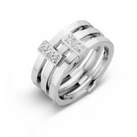 Silverfärgad ring med vit sten - Victoria[CO]