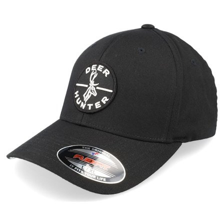 Hunter - Schwarz flexfit Cap - Deer Hunter Logo Patch Black Flexfit @ Hatstore