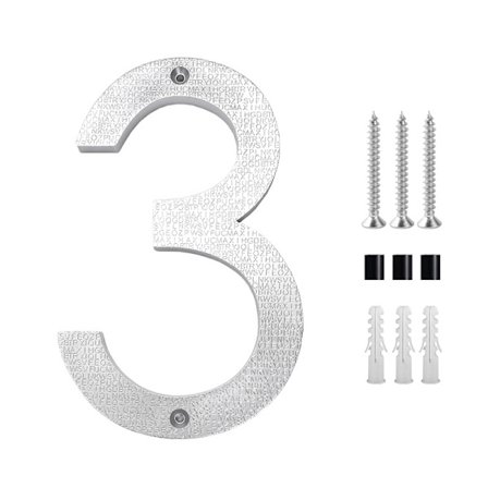 Talonumerokyltti 8 tuumaa (3, hopea) Moderni ovi numerokyltti Sinkkiseos Talon osoitenumerot