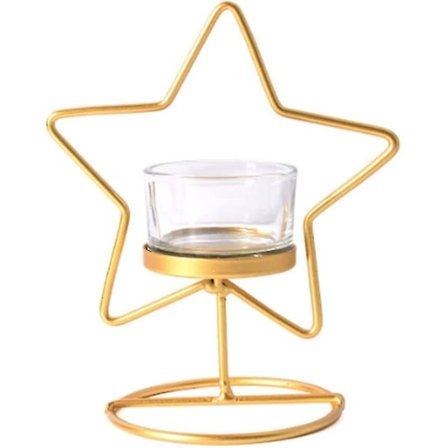 Te-lys Holder Metal Stjerne Te-lys Holder Bryllup Hjem Fest Kontor Bord Dekoration Bord Midtpunkter (guld)(1 stk
