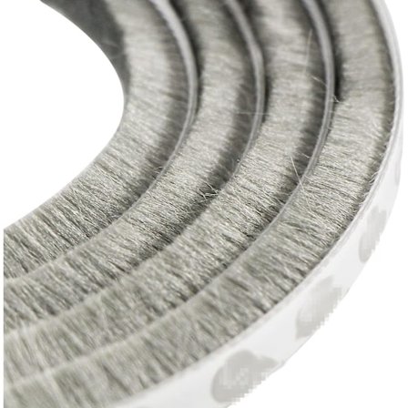 9mm X 15mm Selvklæbende Anti-støv Børsteliste til Bevægelige Vinduer og Døre (grå)