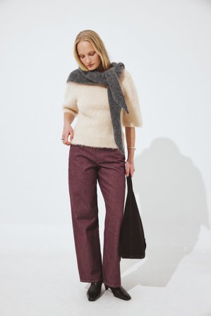 NA-KD Jean droit à taille mi-haute - Jeans taille mi-haute - Violet - EU 42