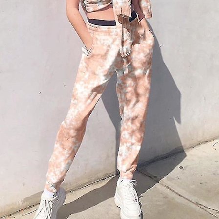 Elastiske baggy-bukser med høy midje for kvinner