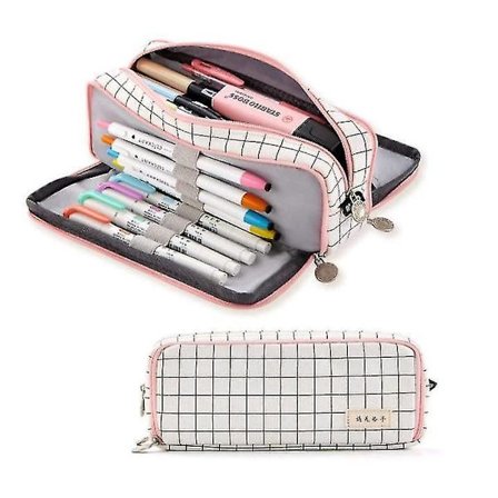 Large Capacity Pencil Case 3 Compartment Pouch Pen Bag