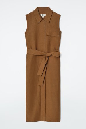 COS Women's Sleeveless Utility Midi Shirt Dress in Beige