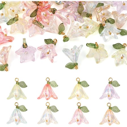 Blomstervedhæng til at lave dine egne smykker, halskæder, armbånd, øreringe, hobby, håndværk, akryl