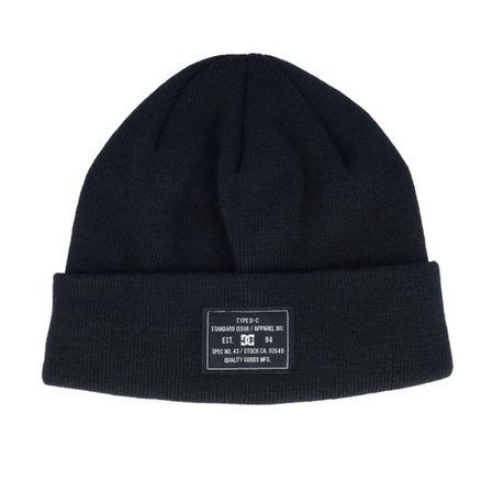 DC - Svart cuff Beanie - Frontline Black Cuff @ Hatstore