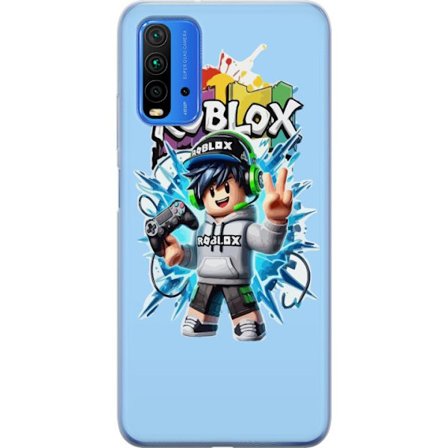 Kompatibelt Mobilskal till Xiaomi Xiaomi Redmi 9T Färgstark Roblox-karaktär med handkontroll och energifylld splash art design, perfekt för barnrum