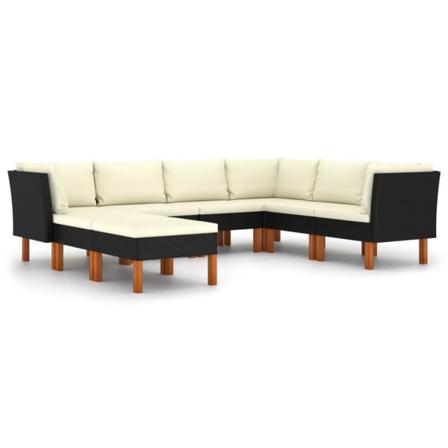 Vidaxl Loungegrupp För Trädgården Med Dynor 8 Delar Konstrotting Svart