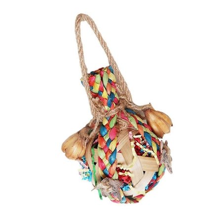 Stort Papegøjelegetøj Tygelegetøjsbold Bur Bid Hængende Træning Fugle Tygelegetøj til Araer Undulater Finker Kakaduer B