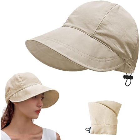 Solhatt for kvinner - Sammenleggbar strandhatt med bred brem - Sommer & Utendørs - Beige - Hodeomkrets 56-58cm