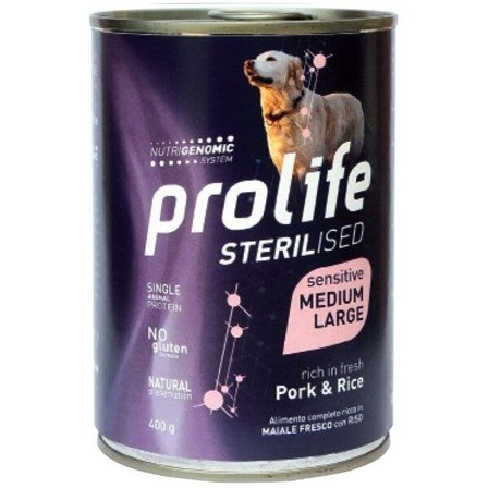 Prolife Sterilised Maiale Fresco Con Riso Cibo Umido Per Cani