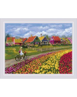 Stickpackung Bild Tulpenwiese