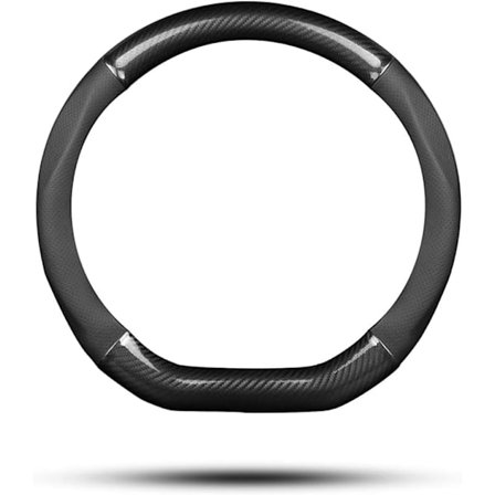 Rattdeksel for bil D-form Karbonfiber & PU-skinn Ratt Anti-skli Beskyttelse kompatibel Diameter 38cm (15") (Svart)