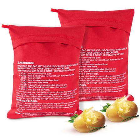 2-pakning Mikrobølgeovn Potetposer Gjenbrukbare Bakte Potetposer, Rød
