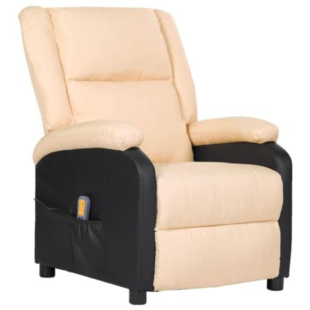 Vidaxl Elektrisk Massagefåtölj Gräddvit Konstläder & Tyg Creme