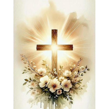 Kristent Kors Diamantkunst - Religiøst 5D Maleri 30x40 cm DIY