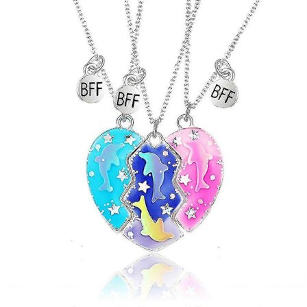 3 stk./sæt Bedste Venner Delfin Halskæde Delt Hjerte Puslespil Vedhæng Halskæde
