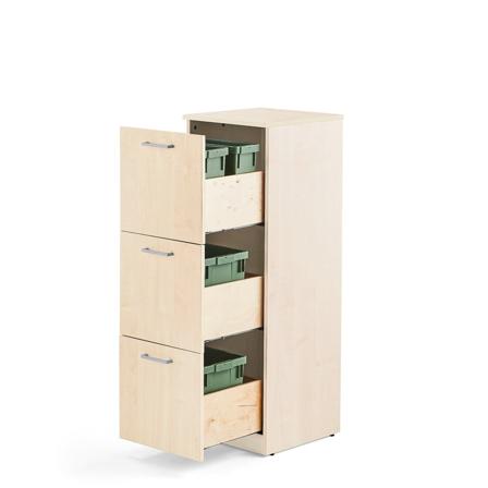 Abfallsortiereinheit FAHRENHEIT mit 3 Schubladen, 2x21L Boxen, 2x10L Boxen, Birke