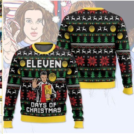 Julesweatshirt med rund hals, Pullover, 3D-printet vinterlangærmet sweatshirt - EL3623 - Størrelse M