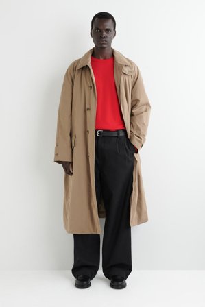 COS Men's Relaxed Jersey Interlock Long Sleeve T-Shirt in Red