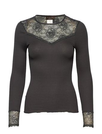 Silk T-Shirt Regular Ls W/ Lace Langærmet T-shirt Rosemunde